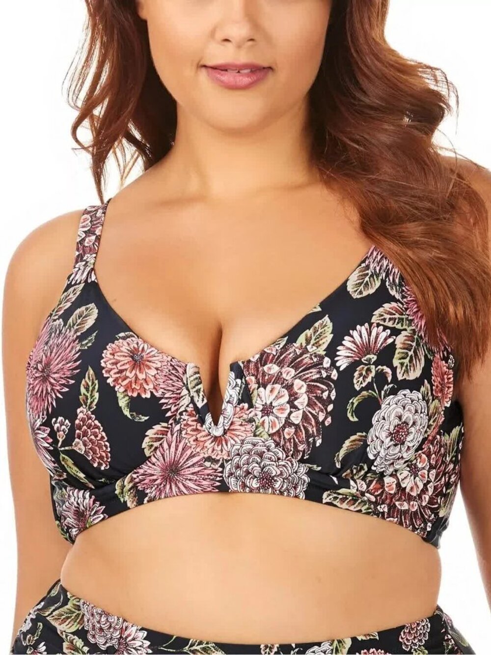 Raisins Curve BLACK MULTI Juniors' Wild Romance Byron V-Wire Bikini Top Size 16W